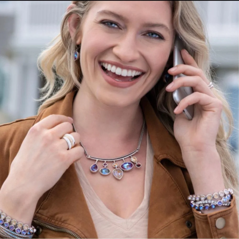 Touchstone Crystal Swarovski Autumn Delite Necklace with Multicolor Gemstones